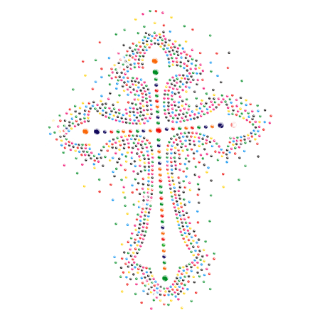 Colorful Crystal Cross Iron on Motif for t shirt